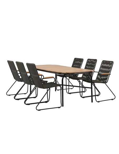 Matgrupp Holmbeck med Bois matstolar, 200 × 90 cm