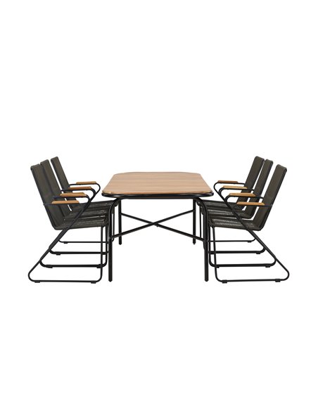 Matgrupp Holmbeck med Bois matstolar, 200 × 90 cm