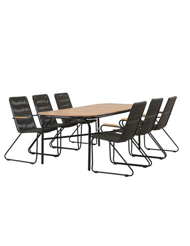 Matgrupp Holmbeck med Bois matstolar, 200 × 90 cm