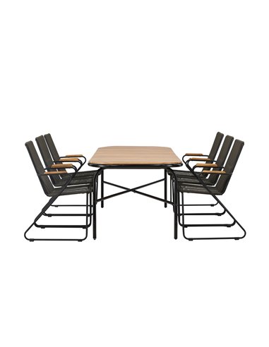 Matgrupp Holmbeck med Bois matstolar, 200 × 90 cm