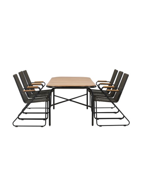 Matgrupp Holmbeck med Bois matstolar, 200 × 90 cm