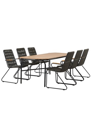 Matgrupp Holmbeck med Bois matstolar, 200 × 90 cm