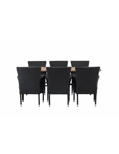 Matgrupp Holmbeck med Malina matstolar, 200 × 90 cm