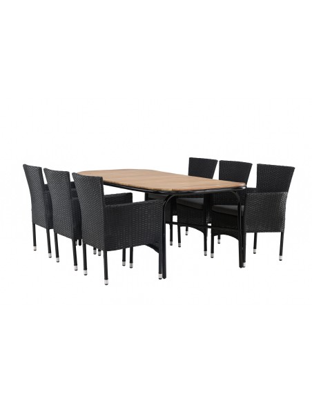Matgrupp Holmbeck med Malina matstolar, 200 × 90 cm