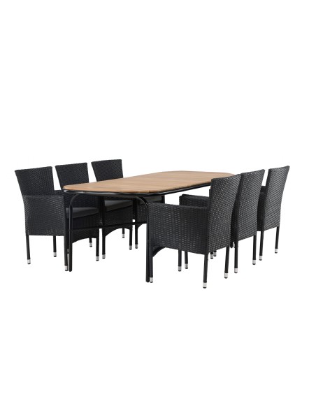 Matgrupp Holmbeck med Malina matstolar, 200 × 90 cm