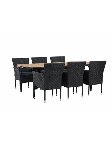 Matgrupp Holmbeck med Malina matstolar, 200 × 90 cm