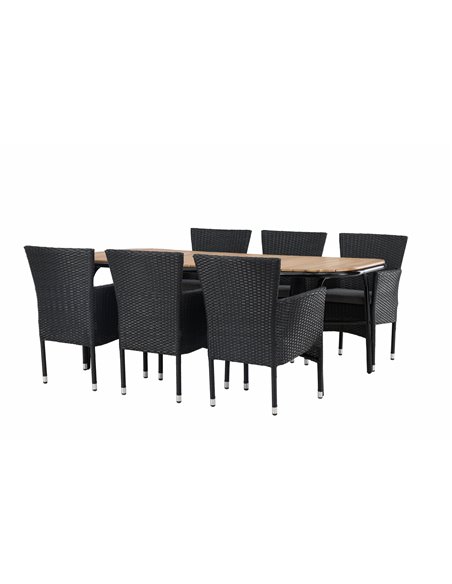 Matgrupp Holmbeck med Malina matstolar, 200 × 90 cm