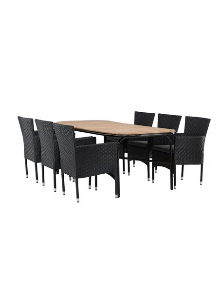 Matgrupp Holmbeck med Malina matstolar, 200 × 90 cm