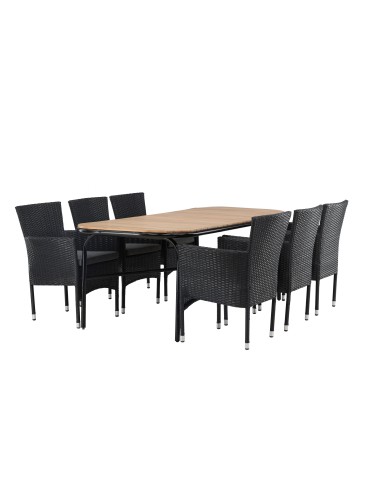 Matgrupp Holmbeck med Malina matstolar, 200 × 90 cm