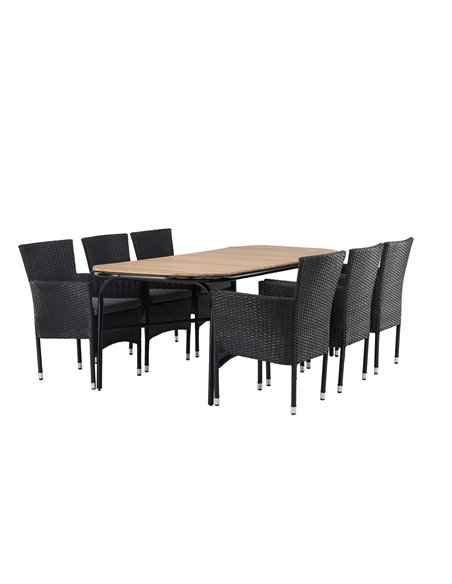 Matgrupp Holmbeck med Malina matstolar, 200 × 90 cm
