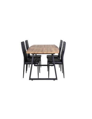 Matgrupp Inca med Slim matstolar, 160 × 85 cm