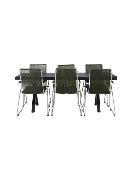 Matgrupp Garcia med Bois matstolar, 200 × 100 cm