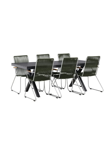 Matgrupp Garcia med Bois matstolar, 200 × 100 cm