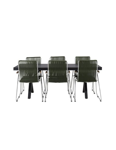 Matgrupp Garcia med Bois matstolar, 200 × 100 cm