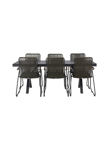 Matgrupp Garcia med Bois matstolar, 200 × 100 cm