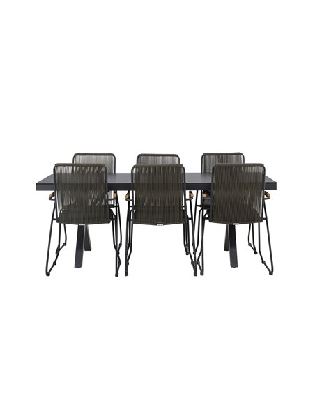 Matgrupp Garcia med Bois matstolar, 200 × 100 cm