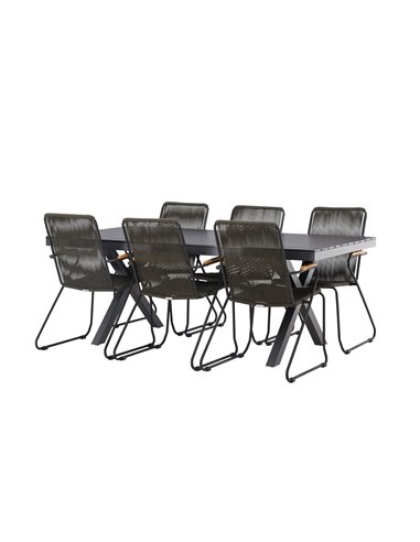 Matgrupp Garcia med Bois matstolar, 200 × 100 cm