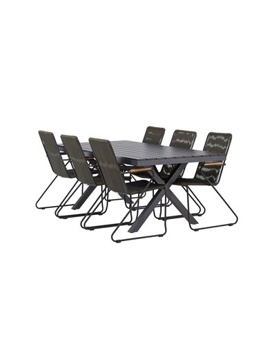 Matgrupp Garcia med Bois matstolar, 200 × 100 cm