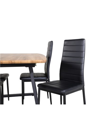Matgrupp Inca med Slim matstolar, 160 × 85 cm