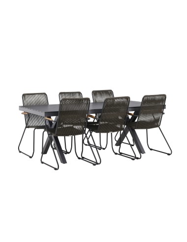 Matgrupp Garcia med Bois matstolar, 200 × 100 cm