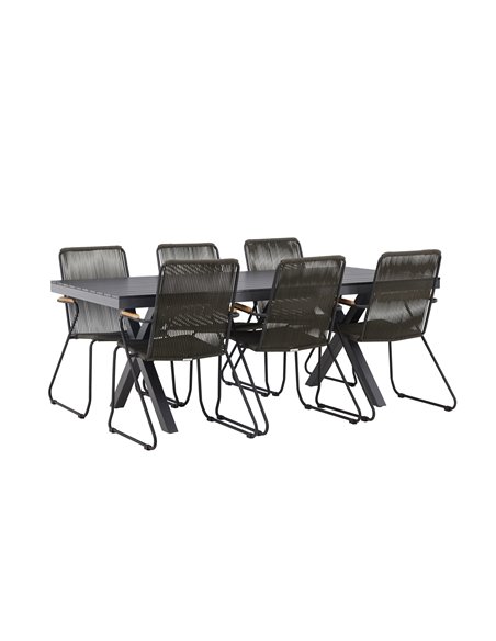 Matgrupp Garcia med Bois matstolar, 200 × 100 cm