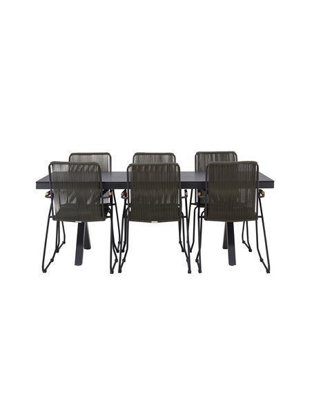 Matgrupp Garcia med Bois matstolar, 200 × 100 cm