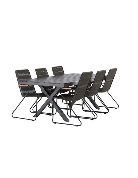 Matgrupp Garcia med Bois matstolar, 200 × 100 cm