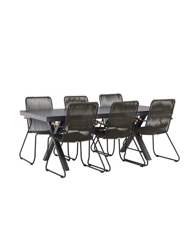 Matgrupp Garcia med Bois matstolar, 200 × 100 cm