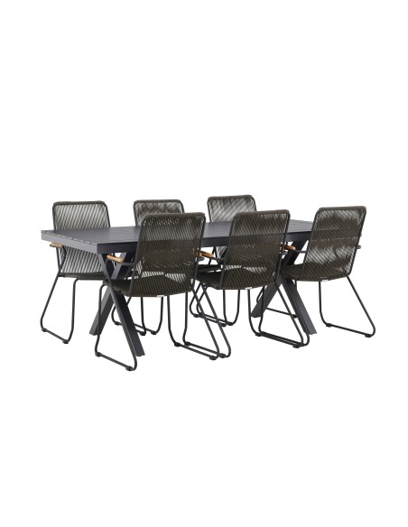 Matgrupp Garcia med Bois matstolar, 200 × 100 cm