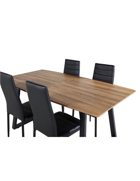Matgrupp Inca med Slim matstolar, 160 × 85 cm
