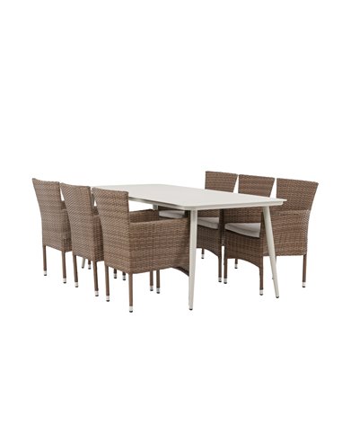 Matgrupp Lina med Malina matstolar, 200 × 90 cm