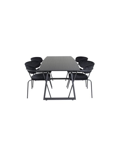 Matgrupp Inca med Arrow matstolar, 160 × 85 cm