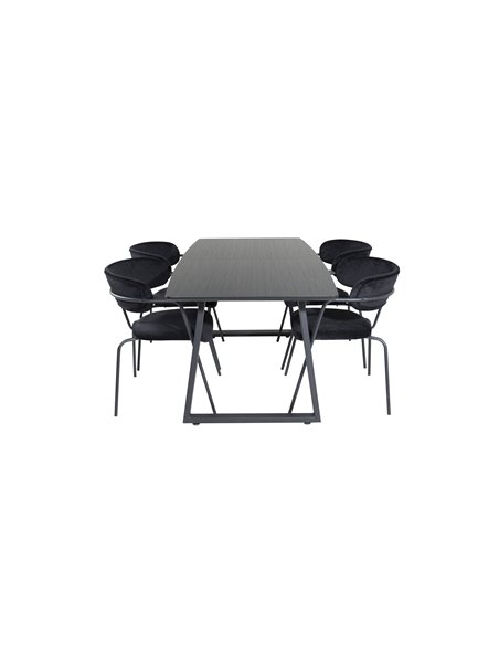 Matgrupp Inca med Arrow matstolar, 160 × 85 cm