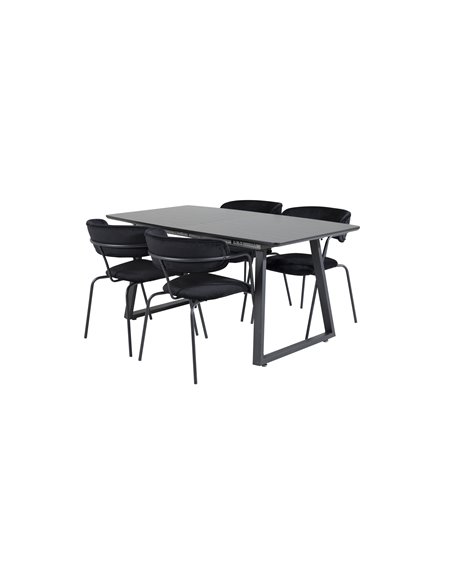Matgrupp Inca med Arrow matstolar, 160 × 85 cm
