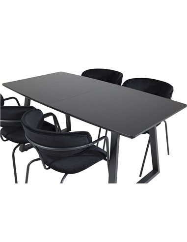 Matgrupp Inca med Arrow matstolar, 160 × 85 cm