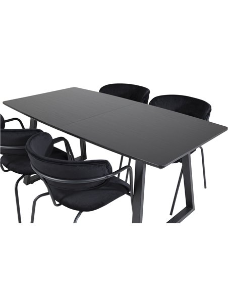 Matgrupp Inca med Arrow matstolar, 160 × 85 cm