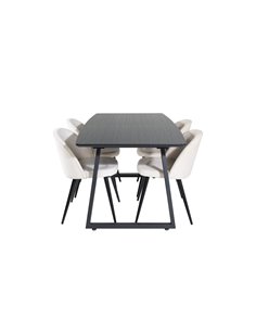 Matgrupp Inca med Velvet matstolar, 160 × 85 cm