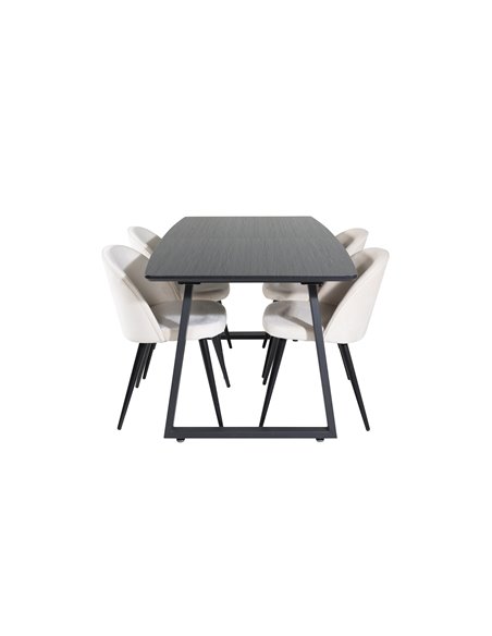 Matgrupp Inca med Velvet matstolar, 160 × 85 cm