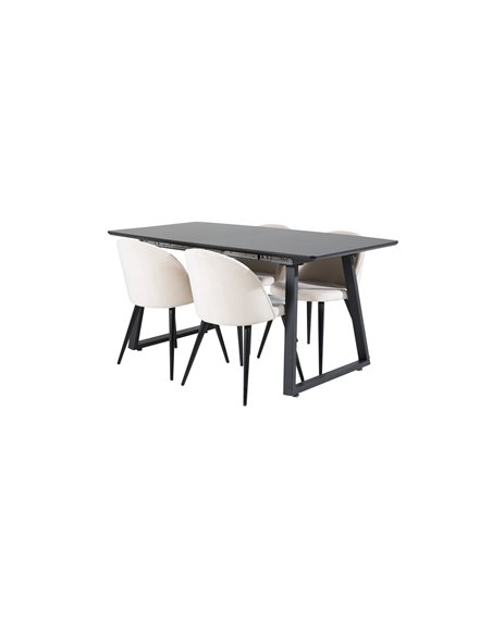 Matgrupp Inca med Velvet matstolar, 160 × 85 cm