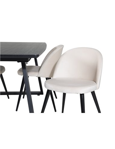 Matgrupp Inca med Velvet matstolar, 160 × 85 cm