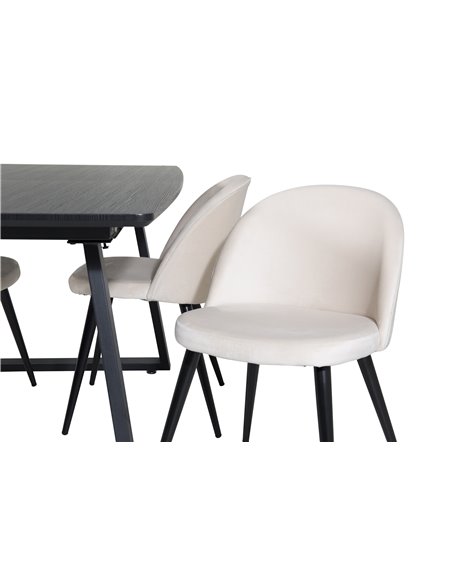 Matgrupp Inca med Velvet matstolar, 160 × 85 cm