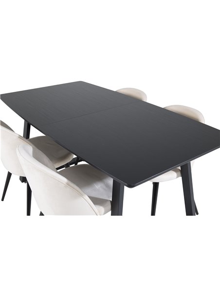 Matgrupp Inca med Velvet matstolar, 160 × 85 cm
