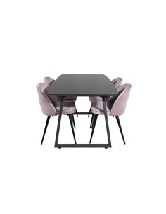 Matgrupp Inca med Velvet matstolar, 160 × 85 cm