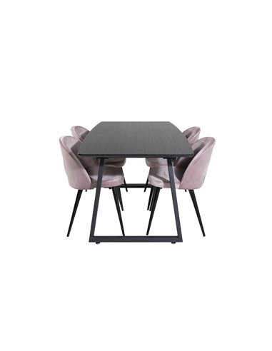 Matgrupp Inca med Velvet matstolar, 160 × 85 cm