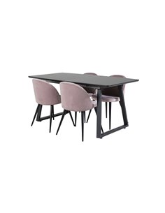 Matgrupp Inca med Velvet matstolar, 160 × 85 cm 2