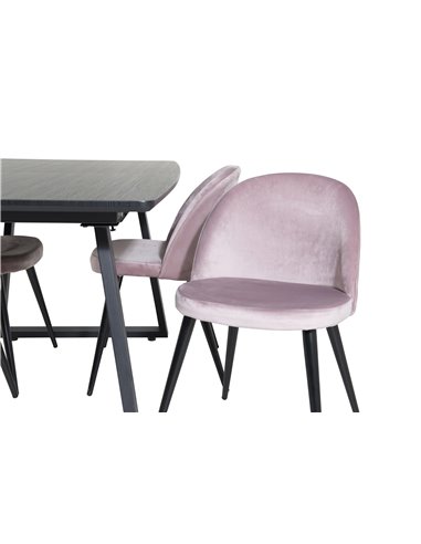 Matgrupp Inca med Velvet matstolar, 160 × 85 cm