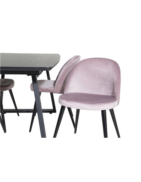 Matgrupp Inca med Velvet matstolar, 160 × 85 cm