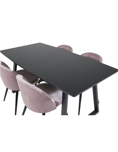 Matgrupp Inca med Velvet matstolar, 160 × 85 cm