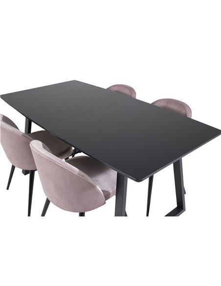 Matgrupp Inca med Velvet matstolar, 160 × 85 cm