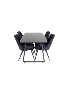 Matgrupp Inca med Velvet Deluxe matstolar, 160 × 85 cm